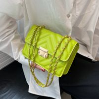 Women's Small Pu Leather Stripe Streetwear Square Lock Clasp Underarm Bag main image 3