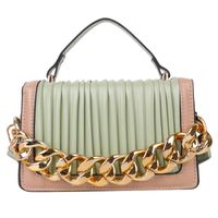 Women's Small All Seasons Pu Leather Color Block Basic Chain Square Lock Clasp Handbag main image 5