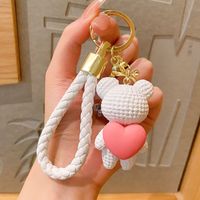 Cartoon Style Animal Heart Shape Resin Unisex Bag Pendant Keychain 1 Piece sku image 1
