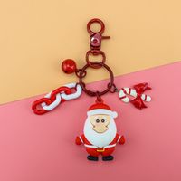 Cute Christmas Tree Santa Claus Metal Patchwork Unisex Keychain sku image 1