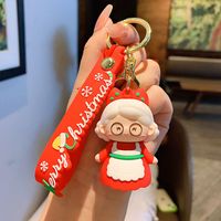 Cartoon Style Santa Claus Pvc Unisex Bag Pendant Keychain sku image 2