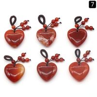 Agate Crystal Semi-precious Stones Love Woven Pendant Heart-shaped Keychain Natural Stone Peach Heart Pendant sku image 17