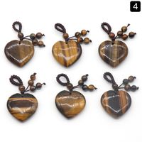 Agate Crystal Semi-precious Stones Love Woven Pendant Heart-shaped Keychain Natural Stone Peach Heart Pendant sku image 14