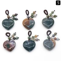 Agate Crystal Semi-precious Stones Love Woven Pendant Heart-shaped Keychain Natural Stone Peach Heart Pendant sku image 15