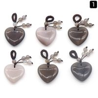 Agate Crystal Semi-precious Stones Love Woven Pendant Heart-shaped Keychain Natural Stone Peach Heart Pendant sku image 11