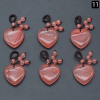 Agate Crystal Semi-precious Stones Love Woven Pendant Heart-shaped Keychain Natural Stone Peach Heart Pendant sku image 21