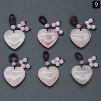 Agate Crystal Semi-precious Stones Love Woven Pendant Heart-shaped Keychain Natural Stone Peach Heart Pendant sku image 19