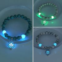 Hip-hop Lotus Alloy Beaded Luminous Inlay Zircon Bracelets main image 1