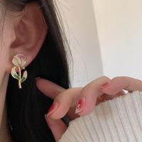 Simple Style Flower Alloy Enamel Women's Ear Studs main image 3