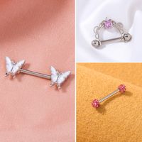 Fashion Round Butterfly Stainless Steel Plating Inlay Resin Zircon Adhesive Nail 1 Piece main image 1