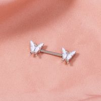 Fashion Round Butterfly Stainless Steel Plating Inlay Resin Zircon Adhesive Nail 1 Piece main image 4