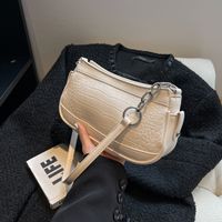 Women's Pu Leather Crocodile Fashion Quilted Square Zipper Baguette Bag main image 4