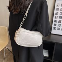 Women's Pu Leather Crocodile Fashion Quilted Square Zipper Baguette Bag main image 2