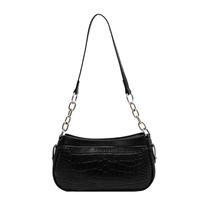 Women's Pu Leather Crocodile Fashion Quilted Square Zipper Baguette Bag sku image 3