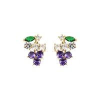 Simple Style Grape Alloy Gold Plated Rhinestones Women's Ear Studs main image 2