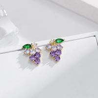 Simple Style Grape Alloy Gold Plated Rhinestones Women's Ear Studs main image 4