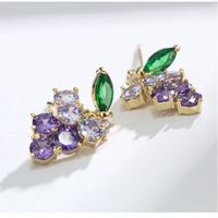 Simple Style Grape Alloy Gold Plated Rhinestones Women's Ear Studs main image 3