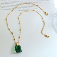 Retro Light Luxury All-match Peacock Emerald Gem Pendant Minimalist Titanium Steel Necklace sku image 5