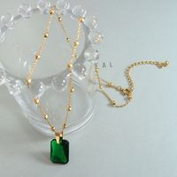 Retro Light Luxury All-match Peacock Emerald Gem Pendant Minimalist Titanium Steel Necklace sku image 6