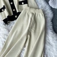 Women's Fashion Color Block Knit Pocket Pants Sets main image 5