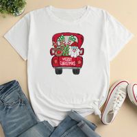 Simple Style Santa Claus Car Polyester Round Neck Short Sleeve Regular Sleeve Printing T-shirt main image 1