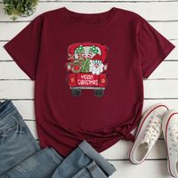 Simple Style Santa Claus Car Polyester Round Neck Short Sleeve Regular Sleeve Printing T-shirt main image 4