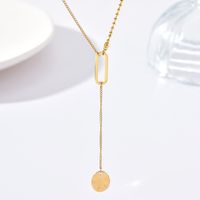 Simple Style Paper Clip Oval Stainless Steel Pendant Necklace Patchwork Tassel Stainless Steel Necklaces 1 Piece main image 2