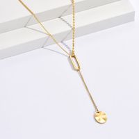 Simple Style Paper Clip Oval Stainless Steel Pendant Necklace Patchwork Tassel Stainless Steel Necklaces 1 Piece sku image 1