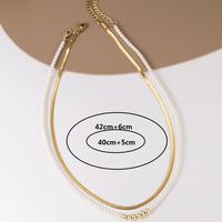 Fashion Round Stainless Steel Beaded Gold Plated Pearl Gold Plated Layered Necklaces main image 2