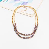 Fashion Geometric Artificial Crystal Alloy Beaded Women's Layered Necklaces 1 Piece sku image 1