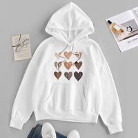 Romantic Heart Shape Polyester Hooded Long Sleeve Regular Sleeve Printing Pocket Hoodie sku image 6