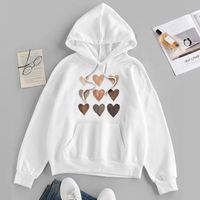 Romantic Heart Shape Polyester Hooded Long Sleeve Regular Sleeve Printing Pocket Hoodie sku image 8