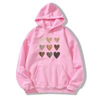 Romantic Heart Shape Polyester Hooded Long Sleeve Regular Sleeve Printing Pocket Hoodie sku image 14