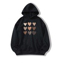 Romantic Heart Shape Polyester Hooded Long Sleeve Regular Sleeve Printing Pocket Hoodie sku image 21
