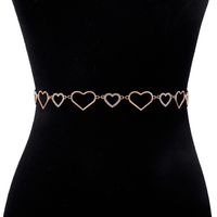Fashion Heart Shape Alloy Inlay Rhinestones Women's Waist Chain sku image 1
