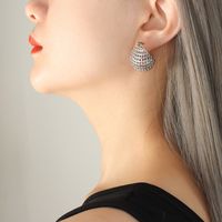 Fashion Grid Titanium Steel Earrings Plating Stainless Steel Earrings sku image 2