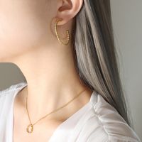 Fashion Twist Titanium Steel Hypoallergenic Necklace Earring Set For Women sku image 9