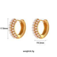 Fashion Round Stainless Steel Earrings Plating Inlay Pearl Stainless Steel Earrings main image 5