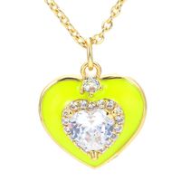 Casual Heart Shape Copper Pendant Necklace Enamel Plating Inlay Zircon Copper Necklaces main image 4