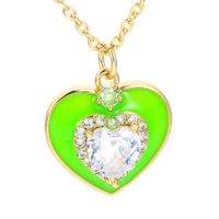 Casual Heart Shape Copper Pendant Necklace Enamel Plating Inlay Zircon Copper Necklaces sku image 2