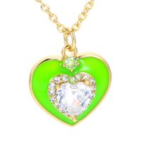Casual Heart Shape Copper Pendant Necklace Enamel Plating Inlay Zircon Copper Necklaces main image 3