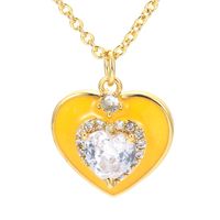 Casual Heart Shape Copper Pendant Necklace Enamel Plating Inlay Zircon Copper Necklaces sku image 8