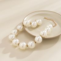 Fashion Round Alloy Choker Pearl Plating Inlay Rhinestones Pearl Necklaces main image 1
