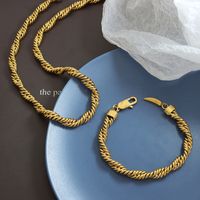 Großhandel Einfacher Stil Twist Titan Stahl Überzug Armbänder Halskette main image 1