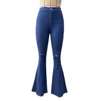 Fashion Solid Color Cotton Full Length Ripped Flared Pants sku image 19