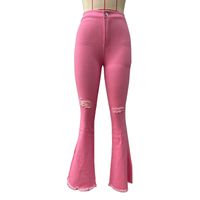 Fashion Solid Color Cotton Full Length Ripped Flared Pants sku image 7