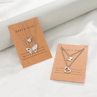 Simple Style Heart Shape Butterfly Stainless Steel Necklace Hollow Out Stainless Steel Necklaces main image 2