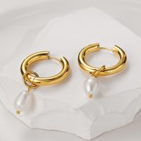 Fashion Solid Color Titanium Steel Drop Earrings Pearl Plating Stainless Steel Earrings main image 1