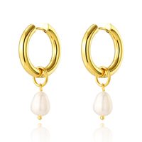 Fashion Solid Color Titanium Steel Drop Earrings Pearl Plating Stainless Steel Earrings main image 4