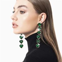Fashion Heart Shape Metal Inlay Rhinestones Women's Drop Earrings main image 1